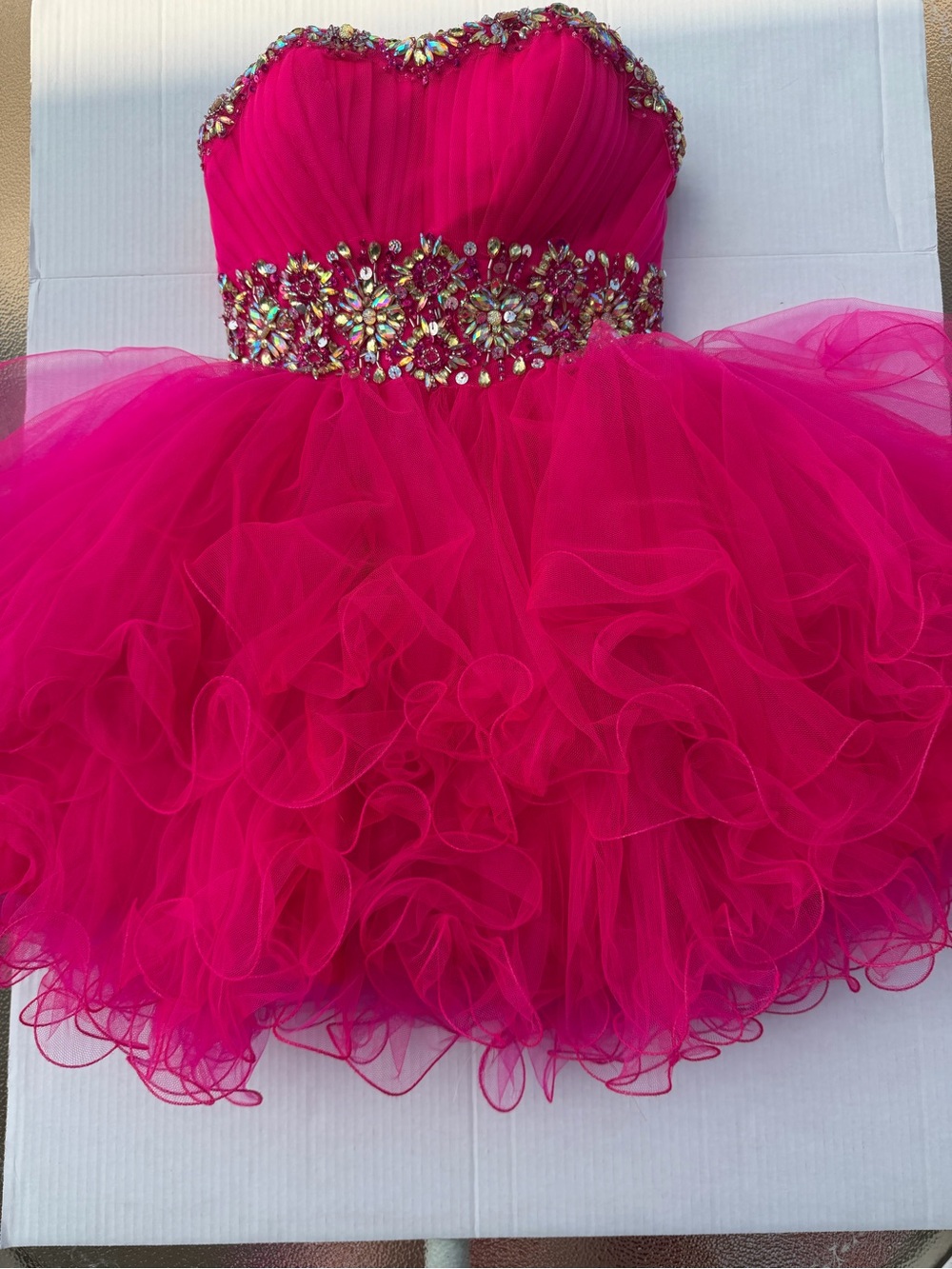 Let’s Fashion Hot Pink Rhinestone Cupcake Dress